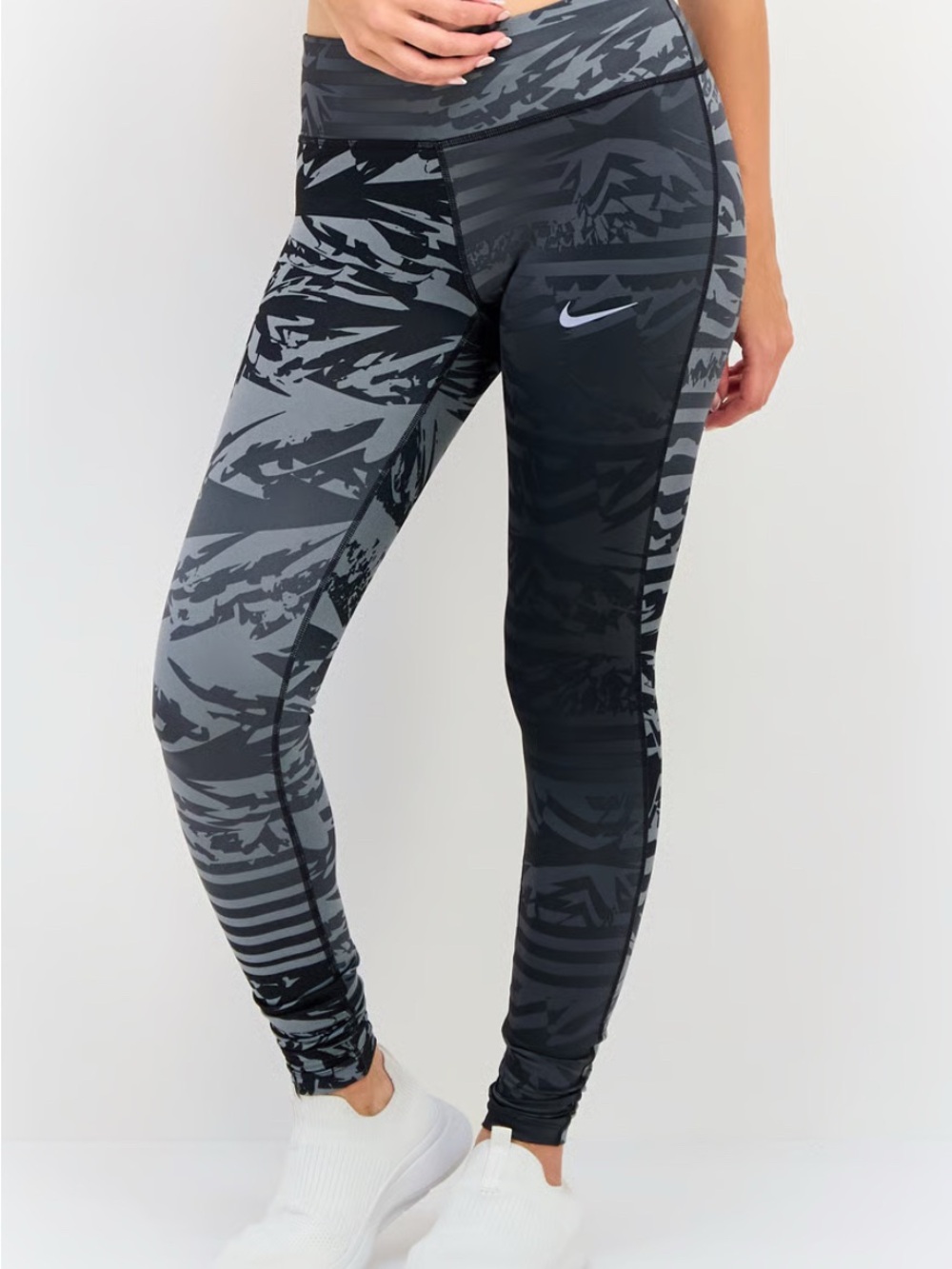Nike Gray and Black Graphic Print Leggings